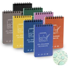 8Pcs Waterproof Notebooks, 3x5 Writing in the Rain Pocket Notebook, Top Spiral Field Mini Notepad for Police Military Men Outdoor Activities（Colorful）
