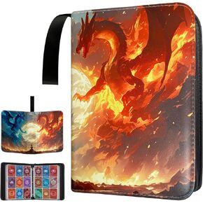 Card Binder 4-Pockets, 400 Pockets Card Holder with 50 Removable Sleeves, Trading Card Collector Zipper Album Holder, Gifts for Boys and Girls