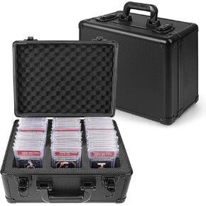 3ROWS STRYEDED CARD STORAGE BOX & CASE ، بطاقة تداول ، بطاقة PSA ، BGS Slabs Protetive ، بطاقة البيسبول ، حالة تخزين البطاقات الرياضية ومربع (أسود)