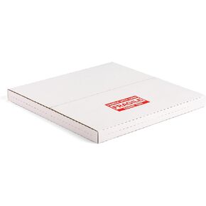 سجلات سجلات الفينيل 12.8 "L x 12.8" W x 1 "H Easy Fold Multi-Depth LP ألبومات الشحن مع ملصقات هشة ، أبيض ، 20 حزمة