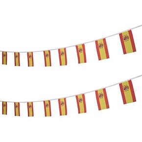 Spain Spanish String Banner Flag,16 ft 20 Mini Flags String, 5.5 x 8.2 Inch String Flag Banner, Indoor and Outdoor Party Decorations.