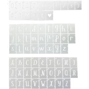 alphabet stelive stencil 1 inch ، 68 pcs stelible stelible stelize for paint on wood ， stency stencils stencils craft pray stencil للجدار ، النسيج ، الصخور ، دفتر ملاحظات ، سجل قصاصات
