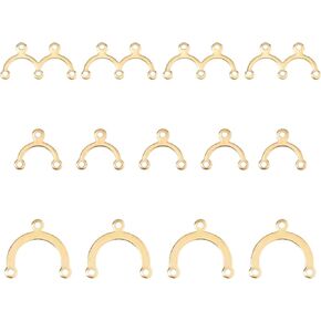 UniCraftale 3 أحجام 30pcs ارتباطات Golden Arch Charms روابط من الفولاذ المقاوم للصدأ روابط مكونات الثريا روابط سحر المعاد