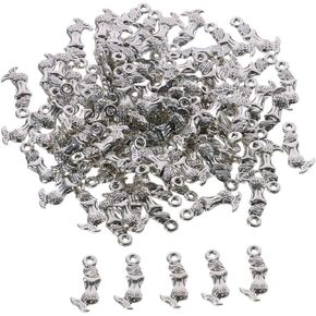 100Pcs Mermaid Charms Pendant, Alloy Sliver Little Mermaid Charms Pendant for Jewelry Making, DIY Crafts