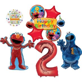 Sesame Street Elmo و Cookie Monster 2nd Birthday Party Supplies Palloon Bouquet Decorations