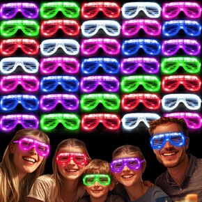 36 حزمة توهج عصي نظارات الحفلات الكبيرة ، نظارات LED تضيء نظارات توهج في لوازم الحفلات المظلمة ، وتخرج نظارات النيون حفلة عيد ميلاد كرنفال حفل زفاف وطني العيد المربع