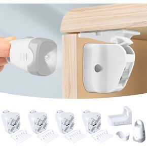Child Magnetic Cabinet Locks (10 Locks and 2 Keys) -Baby Proofing Cabinet Latch Locks with Lighting Function, Fit Most Cabinets and Drawers (10+2)