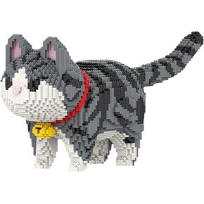 DAHONPA Animal Cat Micro Building Blocks Set (6470 Pieces), Gray Striped Tabby Cat, Gift for Adults and Kids
