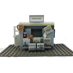 Building Bricks Toys Blocks NewsStand Pizza Hot Dog Fast Food Corner-Compatible with All Brands-MOC Minifigure City Town Village (HOT Dog Stand W/Pizza)