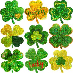 ceiba tree 500Pcs St. Patrick's Day Glitter Shamrock Stickers for Kids - Lucky Shamrock Roll Sticker Party Supply Decorations