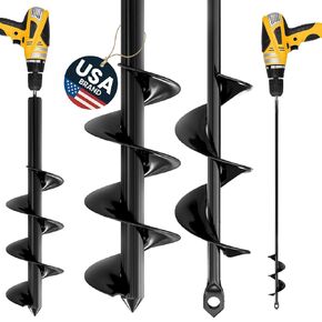 Auger Drill Bit for Planting 3 Pack - with Extension - Garden Tools Spiral Hole Drill Planter for Bulb Planting, Fence Post, Umbrella Holes - 3/8'' Hex Drive Drill - Gardening, Hole Digger Yard Tools