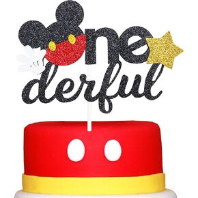 Glitter Mouse موضوع OneDerful أول عيد ميلاد الكعكة topper- ماوس واحد كعكة عيد ميلاد Topper ديكور لوازم الحفلات