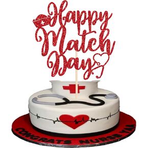 RSSTARXI 1 حزمة تهانينا على مطابقة الكعكة Topper Happy Match Day Decorations Match Day Residency Cake Cake for Medical College التخرج DECOS Silver