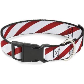 Buckle-Down PC-W30334-M Candy Cane Plastic Clip Collar, Medium/11-17"