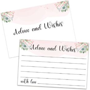 Floral Advice and Wishes Cards, Double-sided Blank Cards Suitable for Weddings, Bridal Showers, Mr and Mrs, The Bride and Groom, Baby Shower, Engagement Party, Pack of 25-03