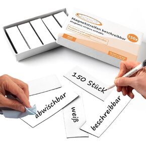 Ecence Dry Erase Magnetic Labels 150pcs علامات الاسم المغناطيسي قابلة لإعادة الاستخدام 2.36inchx0.79 بوصة ملاحظات قابلة للكتابة للمسلسلات البيضاء في خزانة الثلاجة الأبيض