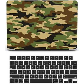 Case Compatible with MacBook Air 13 Inch 2020 2019 2018 Release A2337 M1 A2179 A1932 with Touch ID, Hard Plastic Protective Case and Keyboard Skin for Air 13.3"" Retina, Camouflage Green