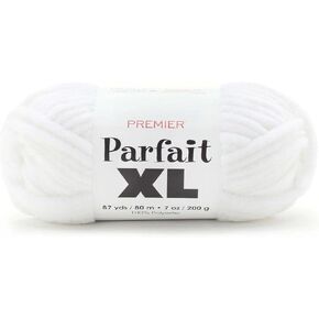 خيوط الغزل الممتاز Parfait XL ، خيوط مثالية للكروشيه والحياكة ، خيوط جامبو ، مصنوعة من البوليستر 100 ٪ ، الأبيض ، 7 أونصة ، 87 ياردة