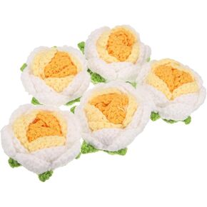 UXCELL 5PCS زهرة خياطة على بقع ، كروشيه بتلات الأزهار الزهرية مصنوعة يدويًا زهور الزهور المصنوعة