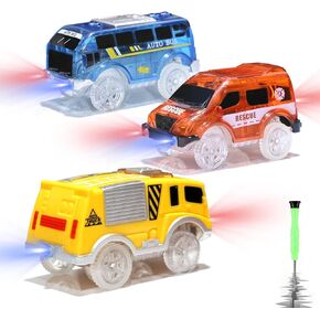 حفظ سيارات Unicorn Toy Track Track Only ، Flex Track Race Cars Glow في سيارات Snap N Glow Ttrax التي تعمل بالبطارية المظلمة ، متوافقة مع مسارات للأطفال (3Pack)