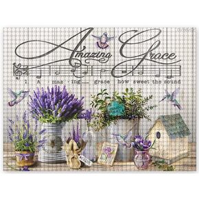 DVWIVGY 5D Diamond Painting by Number Kit for DIY Christian Hymn Hymn Lavender Flower