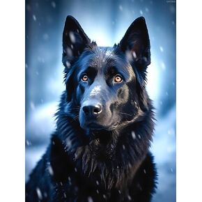 KAYEIUU 5D German Shepherd Diamond Painting Kits, German Shepherd Dog Diamond Painting, Full Round Diamond Art Kits for Adults Diamond Dots Piant by Numbers Kits 12x16 inch