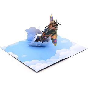 بطاقة Spitfire 3D المنبثقة ، هدايا سلاح الجو الملكي البريطاني ، هدية للمعجبين بالطائرة ، بطاقة عيد الأب المصنوعة يدويًا ، بطاقة عيد ميلاد ، طراز Flying Spitfire 3D