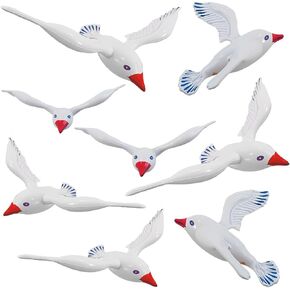 8Pcs Large Realistic Seagull Balloons Flying Seagull Inflatable Toy Blow Up Summer Beach Bird Balloons Flying Swimming Pool Outdoor Hawaiian Pool Party Decorations