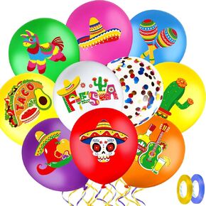 50 PCS Mexican Fiesta Party Party Decorations ، Taco Party Balloons Balloons Latex Confetti for Mexican Marnivals Festivals Part Birth