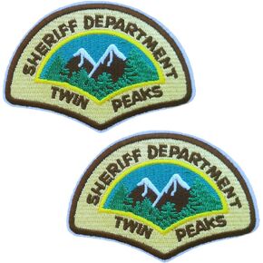 2 PCS Twin Peaks Embroidered Iron On Patch Sheriff Department Clothing Accessories DIY, Yellow/Brown/Green, S_Movie_001