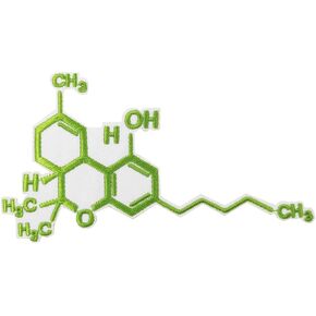 Cute-Patch 5'' Pot Leaf Hemp Molecular Formula Embroidered Iron on and sew on Patch Badge