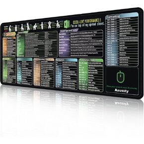 Excel Mouse Pad Cheat Sheet Mousepad 35.4 "x15.7" ، اختصارات لوحة المفاتيح ممتدة من لوحة المكتب الكبيرة ، مضادة للانزلاق ، عالي الدقة ، ضرورية للملحقات المكتبية