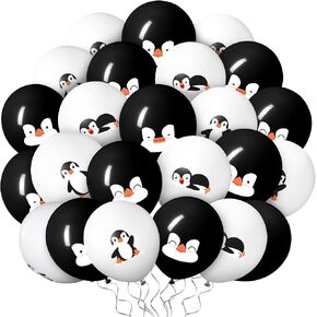 Deekin 48 PCS Penguin Balloons LaTex Penguin Decortations عيد ميلاد لحفلات عيد ميلاد البالونات البالون للحفلات لحفل Kid Winter موضوع (قد يكون لها رائحة اللاتكس)