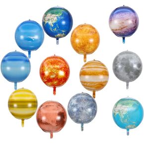 12pcs 22 بوصة بالون الشمسي ، كوكب رقائق هيليوم ثلاثية الأبعاد ، القمر ، الأرض ، الشمس ، الزئبق ، المريخ ، فينوس ، كوكب المشتري ، زحل ، أورانوس ، نبتون بالون لحفلة عيد ميلاد الفضاء