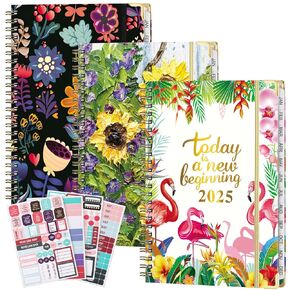 VinTS Daily Planner 2025, Weekly & Monthly Hardcover Planner 8.5" x 6.2" - 12 Month (Jan 2025 - Dec 2025) with stickers for Office Home School Supplies 3 Packs
