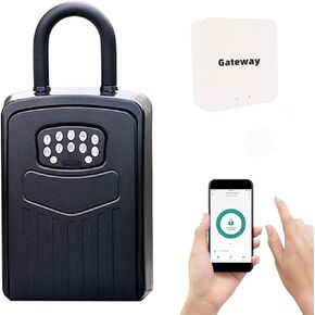 Smart Key Lock Box with WiFi, Remote Control Lock Box for House Key, APP Control Key Safe Box with Code for Outdoor