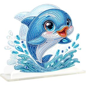 Dcidbebei Diamond Painting Fackin Holder for Table Farmhouse 15x15cm Dolphin Diamond Art Kits for البالغين مناديل منديل حاملات منديل للمطبخ لموزع منديل المطبخ لغرفة الطعام كونترتوب
