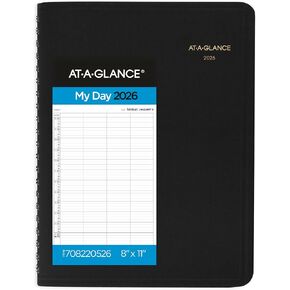 At-A-Glance 2026 Planner ، Daily ، 8 "× 11" ، كبير ، أربعة أشخاص ، أسود (708220526)