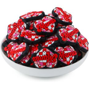 6pcs Lovymi Mom Silicone Bocal Beads for Ambens ، Heart Mama Silicone Beads for Keychain Making DIY Handicraft