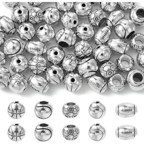 Stiesy 50pcs/Box 5 Styles Sport Ball موضوع الخرز التبتي العتيق