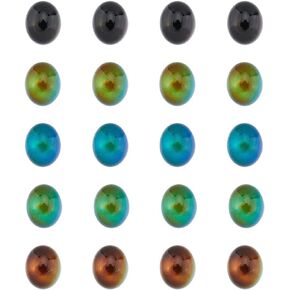 Superfindings 40pcs أسود كابوشون بيضاوي كابوشونات درجة الحرارة استشعار اللون تغيير كابوشون حبات شفافة متغيرة اللون حبات زجاجية مزاجية لصنع المجوهرات مركبة DIY