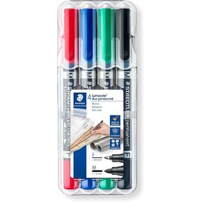 Staedtler 348 WP4 LUMOCOLOR DELOT DEO DUBLE MARKER PEN ، عرض خطوط ومتوسطة - ألوان متنوعة (حزمة 4)