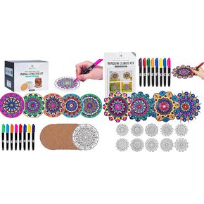 Hula Home Stained Glass Mandala Art Kit and Coaster Mandalas with Discount