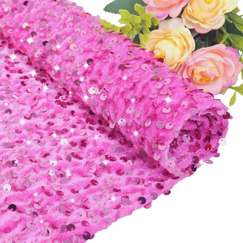 FOTSHARER Red Sequins Fabric 1 Yard Glitter Fabric by The Yard Velvet Sequin Fabric for Craft Cloths Shimmer Sparkle Fabric DIY Quilting Material Mesh Embroidered Fabric for Wedding Gown Making in Saudi Arabia