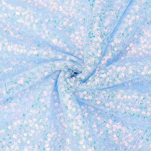 2 Yards Iridescent Purple Sequin Mesh Metallic Fabric By the Yard Pastel Glitter Bling Sparkle Sequins Bead Lace Netting Fabric for Sewing Making Crafts Dress Party Costumes Home Cloth Decor in Saudi Arabia
