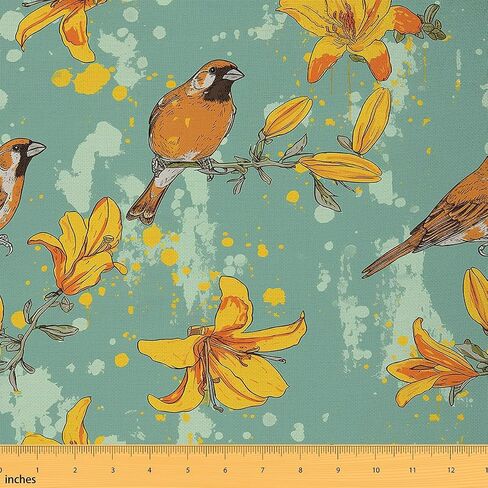 Erosebridal Rose Upholstery Fabric 1 Yard,Yellow Floral Fabric by The Yard,Butterfly Decorative Fabric for Kids Girls,Spring Garden Nature Rustic Indoor Outdoor Fabric for Quilting Sewing in Saudi Arabia