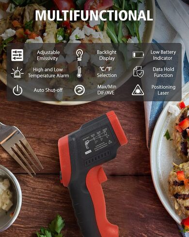 Wintact Digital Infrared Thermometer -58 to 1022℉ (-50 to 550℃) Non-Contact Laser Temperature Gun Measuring Surface for Kitchen Cooking Food Fluid BBQ Frying Meat in Saudi Arabia