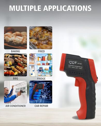Wintact Digital Infrared Thermometer -58 to 1022℉ (-50 to 550℃) Non-Contact Laser Temperature Gun Measuring Surface for Kitchen Cooking Food Fluid BBQ Frying Meat in Saudi Arabia
