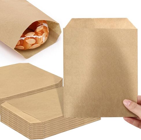 Eersida 500 Pcs Kraft Paper Treat Bags Mini Paper Small Flat Favor Silverware Party Favor Envelopes Merchandise Bags for Snack Cookie Popcorn Candy Sandwich Gift in Saudi Arabia