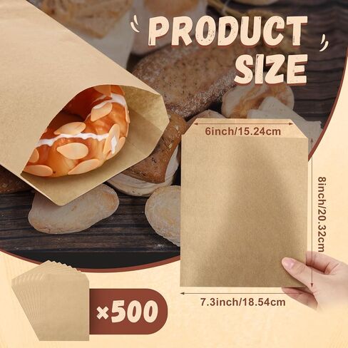 Eersida 500 Pcs Kraft Paper Treat Bags Mini Paper Small Flat Favor Silverware Party Favor Envelopes Merchandise Bags for Snack Cookie Popcorn Candy Sandwich Gift in Saudi Arabia